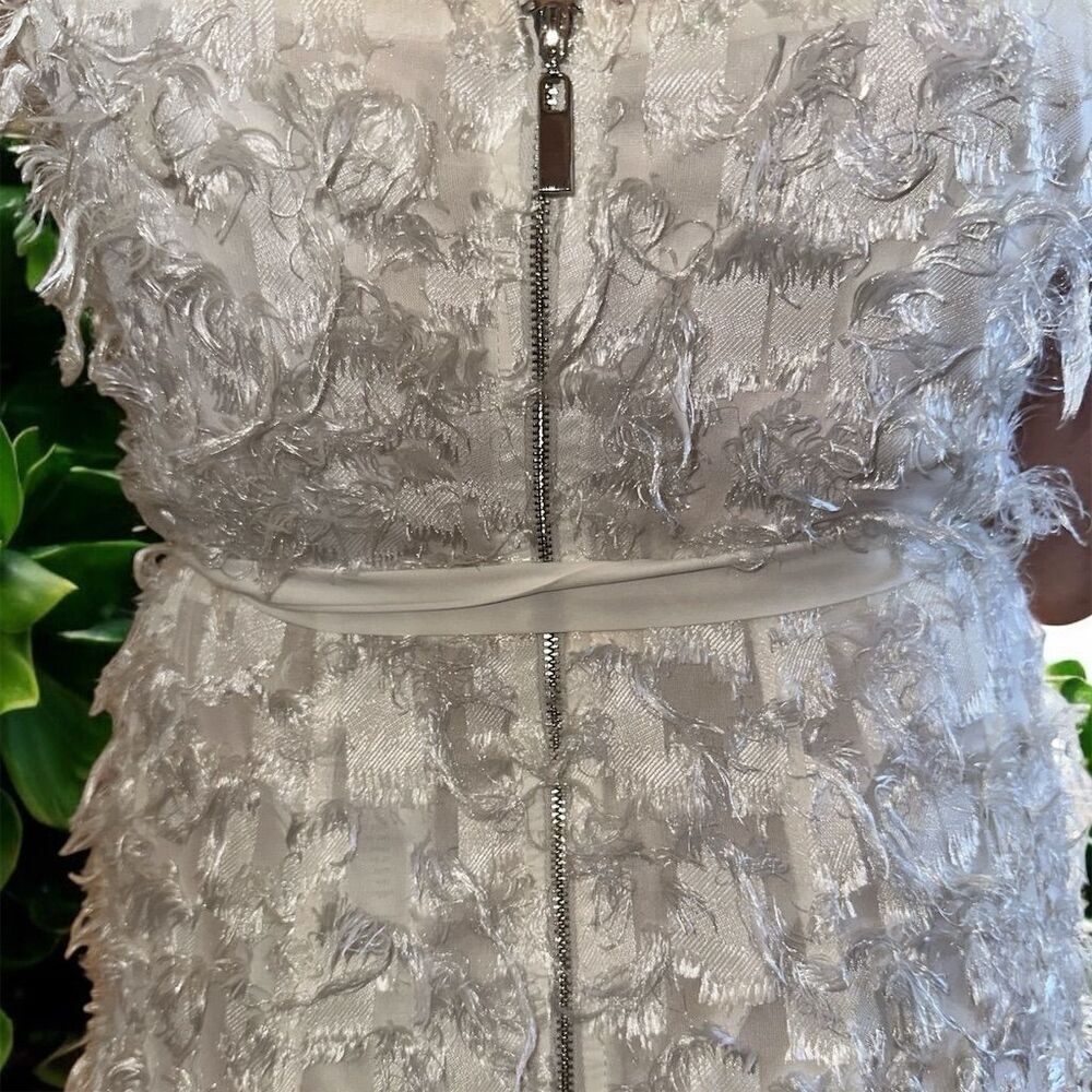 Forever Unique Bright White Eye Lash Ankle Length Spaghetti Strap Formal Dress - Picture 5 of 12